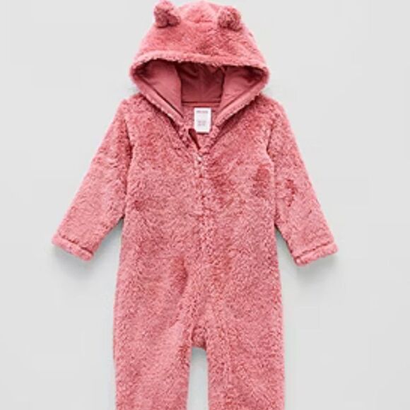 Carter’s Cozy Pink Hooded Baby Onesie 3 months - Picture 1 of 7